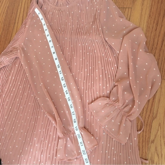 ILLA ILLA Hope’s Blush Polka Dot Long Sleeves Pleated Relaxed Fit Midi Dress - Picture 15 of 16